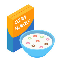 Corn flakes isometric 3d icon