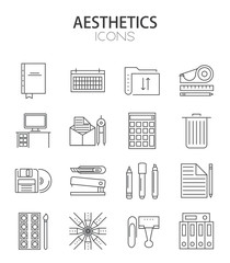Vector modern thin line flat design of icons set.