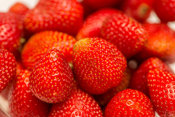 Strawberries arranged on the display