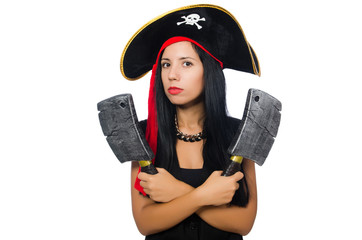 Woman pirate isolated on white
