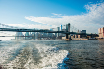 Manhattan bridge on summer day in New York