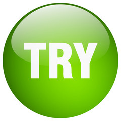 try green round gel isolated push button