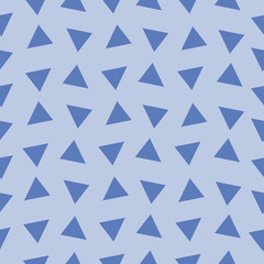 Seamless texture of the triangles on blue. Vector illustration.