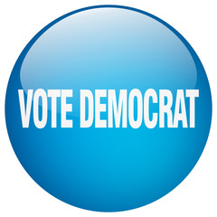 vote democrat blue round gel isolated push button