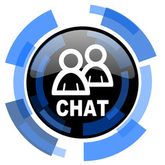 chat black blue glossy web icon