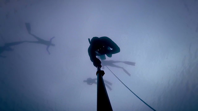 Freediver going at 20m or 60 feet and experiencing a Freefall.