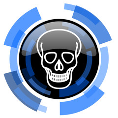 skull black blue glossy web icon