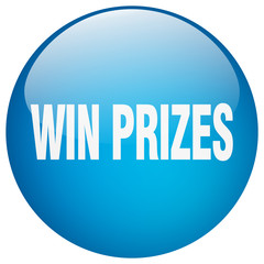 win prizes blue round gel isolated push button