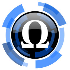omega black blue glossy web icon