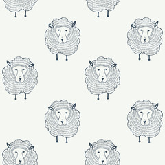 Sheeps seamless pattern. Animal background. Vector illustration