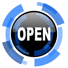 open black blue glossy web icon