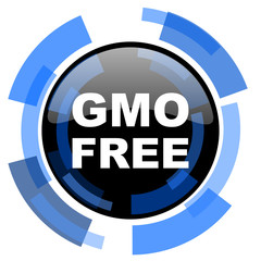 gmo free black blue glossy web icon