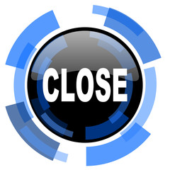 close black blue glossy web icon