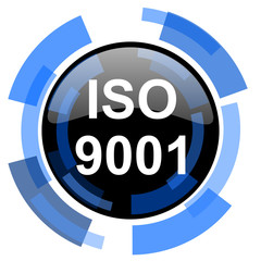 iso 9001 black blue glossy web icon