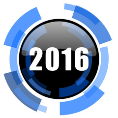 year 2016 black blue glossy web icon