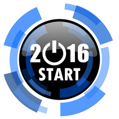 year 2016 black blue glossy web icon