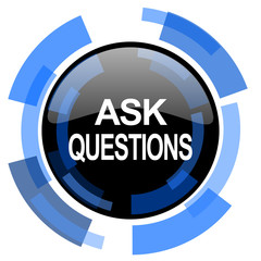 ask questions black blue glossy web icon