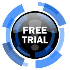 free trial black blue glossy web icon