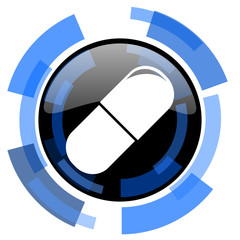drugs black blue glossy web icon
