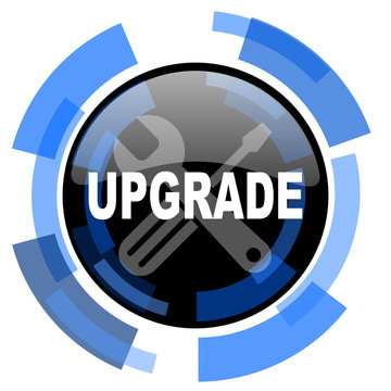 upgrade black blue glossy web icon
