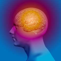 Abstract Human Head with a Brain. Vector Illustration