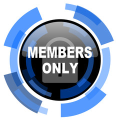 members only black blue glossy web icon
