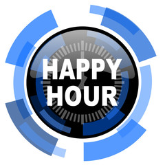 happy hour black blue glossy web icon