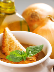 Onion soup close up