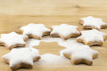 Home baked and shaped Christmas cookies dessert