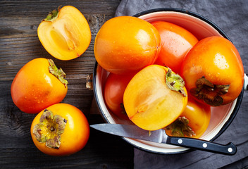 fresh ripe persimmons
