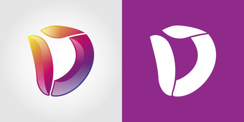 D Letter Colorful Tech  Logo