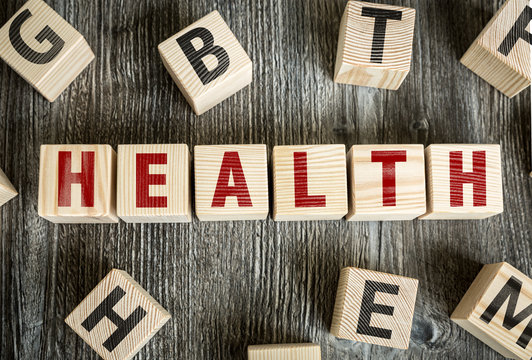 Wooden Blocks with the text: Health