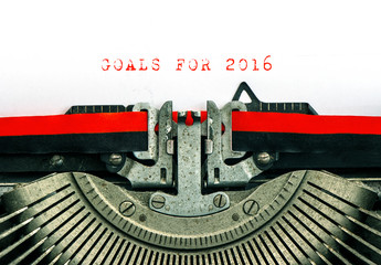 Vintage typewriter. Sample text GOALS FOR 2016