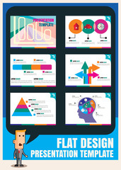 set of infographic presentation template flat design element set