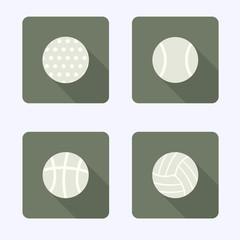 Flat Design Icons, Ball Games, Collection