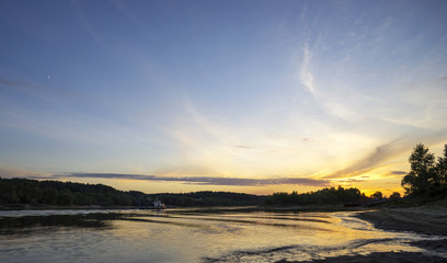 Sunset on the river Pripyat.Mozyr, Belarus.