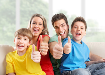 Happy family at home.