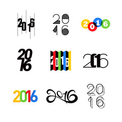 Collection of 2016 happy new year number text design