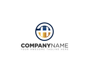 H circle initial logo design