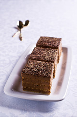 Cake with chocolate cream
