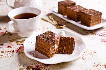 Fototapeta na wymiar Cake with chocolate cream