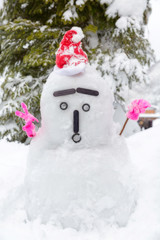 Snowman with santa hat