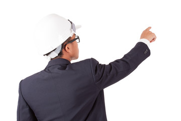 enginerring pointing on virtual screen. 