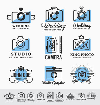 Set of photography and camera service logo insignia design. vector illustration