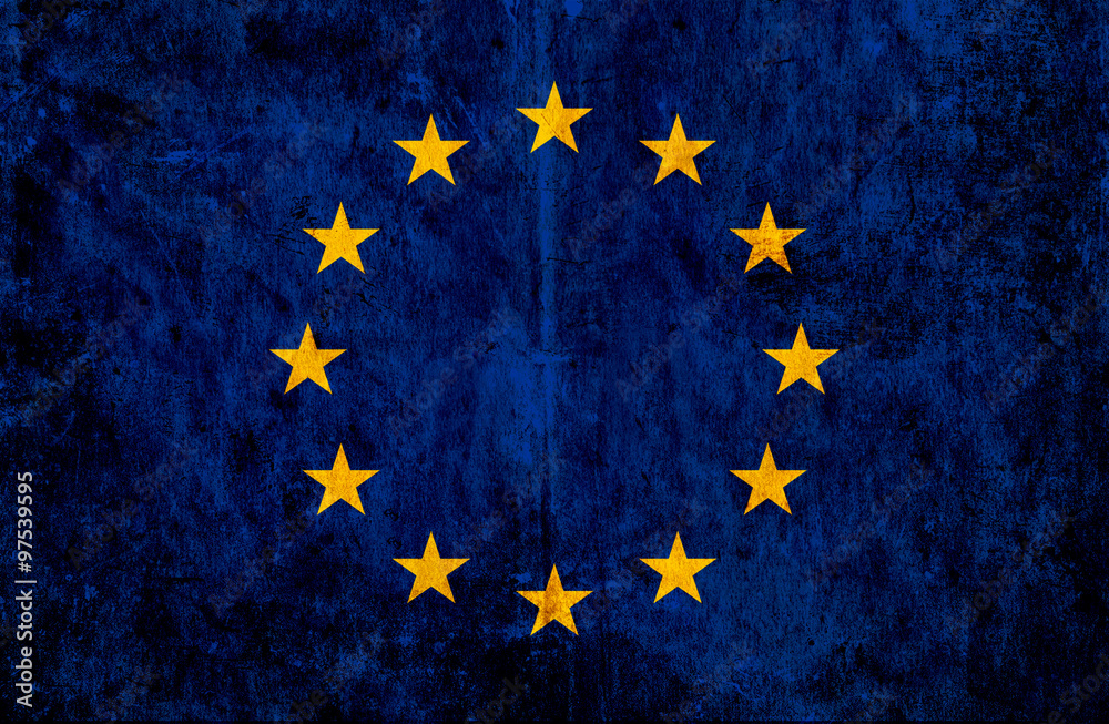 Wall mural Grungy paper flag of European Union