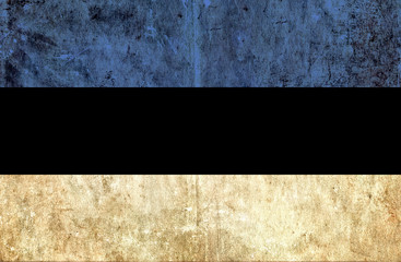 Grungy paper flag of Estonia