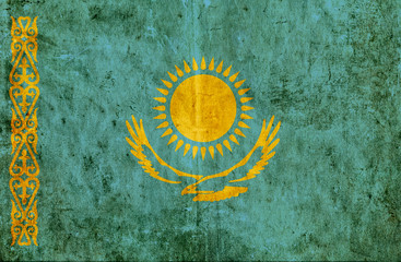 Grungy paper flag of Kazakhstan