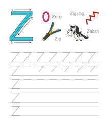 Letter Z. Learn handwriting.