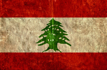 Grungy paper flag of Lebanon