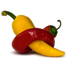 red and yellow peppers